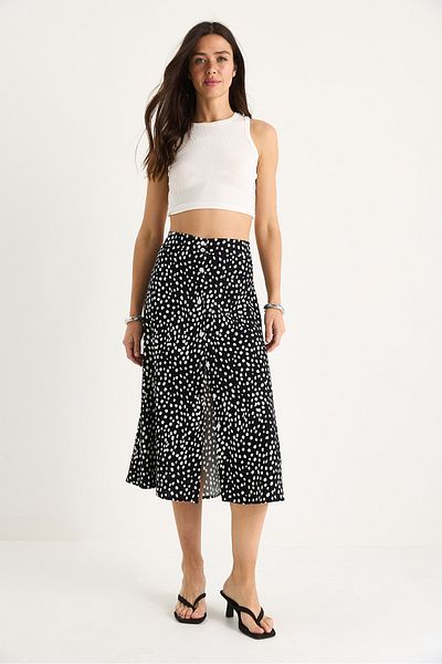 Bianco Lucci Women's Patterned Front Button Detailed Summer Viscose Skirt 1662 60283392
