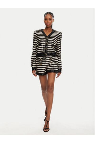 BALMAIN Pantaloni scurți din material textil pentru femei DF1PA265XJ31 Alb, Negru