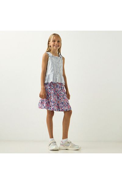 ELIGO Solid Ruffle Detail Sleeveless Top