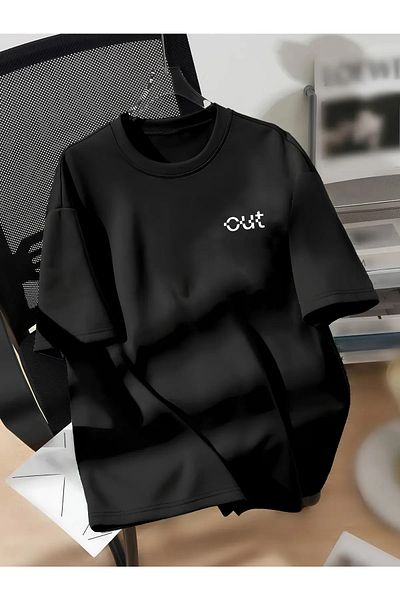 Cool mans Oversize Oversize Oversize Cotton Out Printed Crew Neck T-Shirt