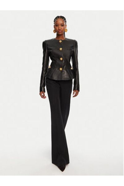 BALMAIN Geacă de piele pentru femei DF0SK690LC62 Negru