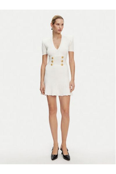 BALMAIN Rochie tricotată pentru femei DF1R7320KF24 Alb