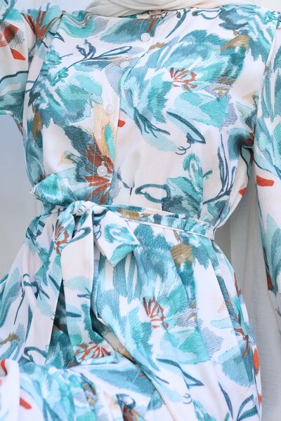 benguen Φόρεμα Hijab με σχέδιο Πράσινο 549