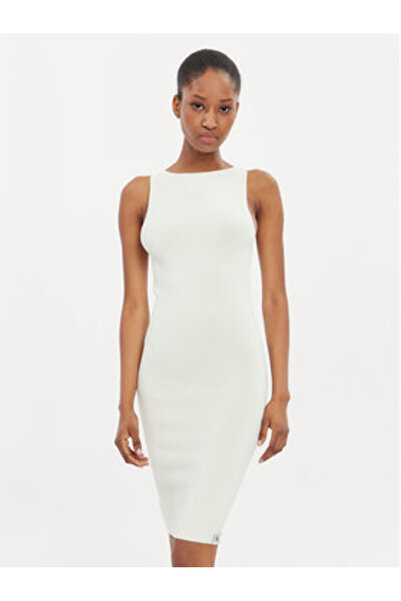 Calvin Klein Jeans Γυναικείο Φόρεμα Καλοκαιρινό J20J223049 Εκρού