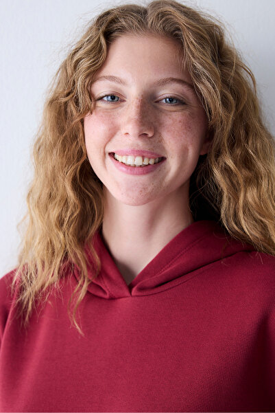 Penti Burgundy Hooded Oversize Ribbed Sweatshirt