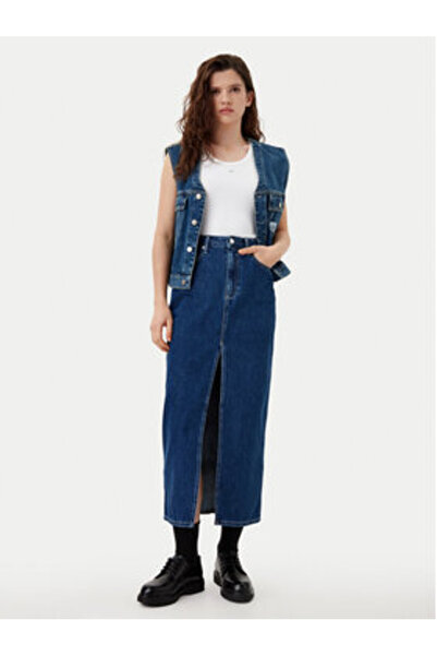 Calvin Klein Jeans Γυναικεία Φούστα Τζιν J20J224531 Μπλε Σκούρο Μπλε