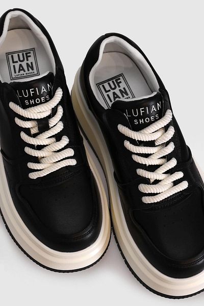 Lufian Pantofi sport Laura Black pentru femei din piele naturală