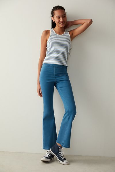 Penti Pantaloni evazați cu talie înaltă din denim albastru
