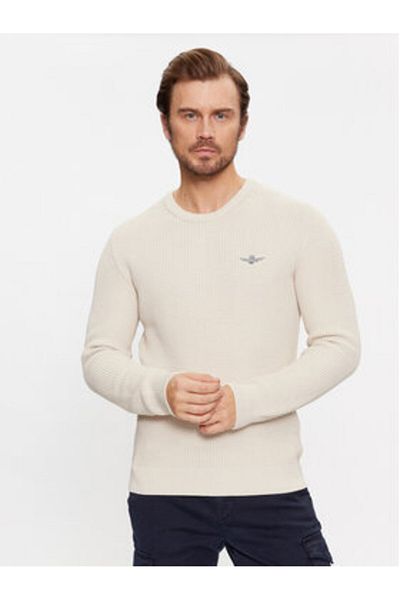 Aeronautica Militare Men's Sweater 232MA1482L512 Ecru