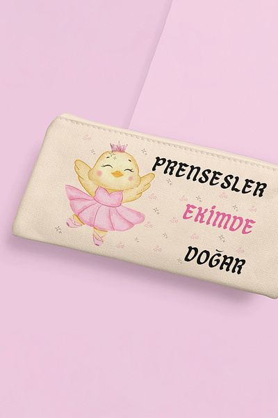 qoeuyl boutique Πριγκίπισσες γεννιούνται αυτόν τον μήνα Δώρο γενεθλίων με στάμπα υφασμάτινη τσάντα μακιγιάζ Πορτοφόλι με στυλό