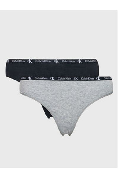 Calvin Klein Set de lenjerie intimă pentru femei, format din 2 perechi de chiloți tanga 000QD3990E Negru, Gri