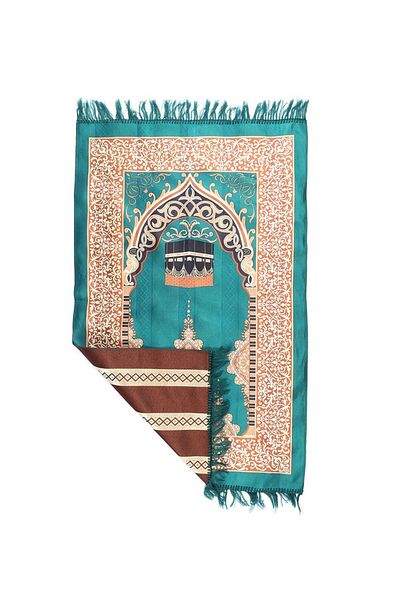 MANASEK Makkah Polyester Prayer Mat (Green)