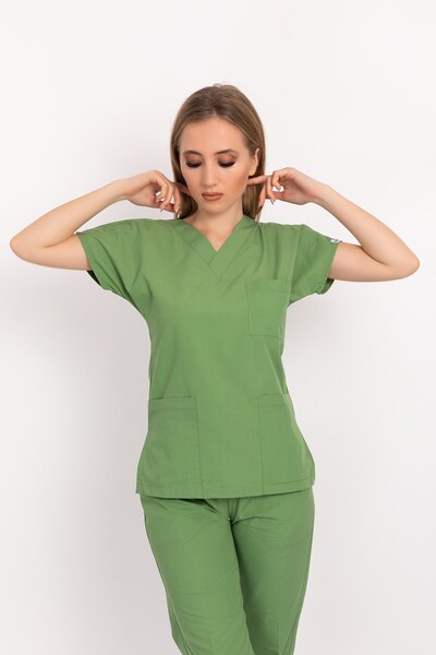 Nur Medikal Giyim Unisex zeleni jersej od terikotona u boji pistaća za medici...