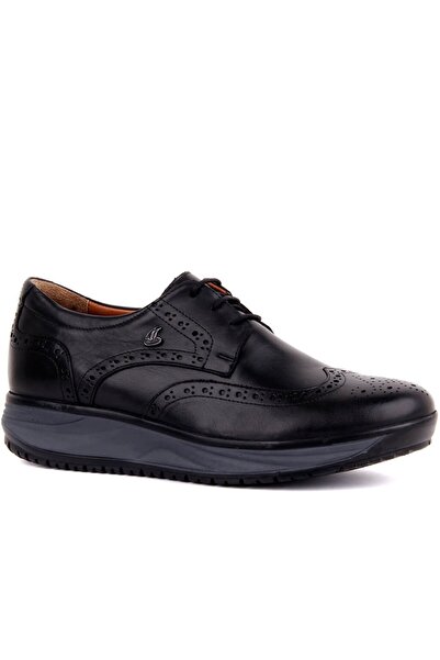 SailLakers - Μαύρα δερμάτινα ανδρικά παπούτσια casual 101-3118-65390