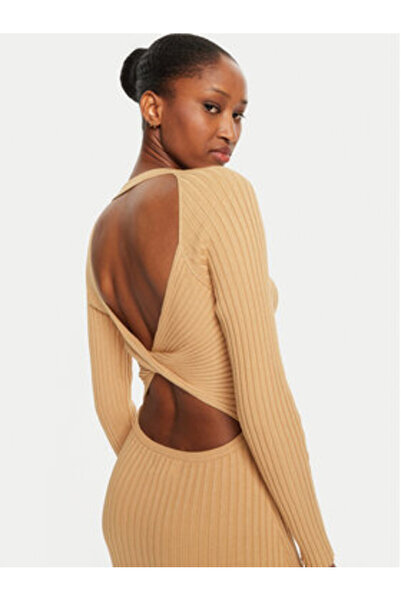 Bardot Rochie tricotată pentru femei 59510DB galbenă