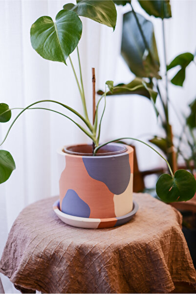 zef design store Terracotta Silindir Saksı+Tabak •Lilanın Tonları•5 Farklı Se...