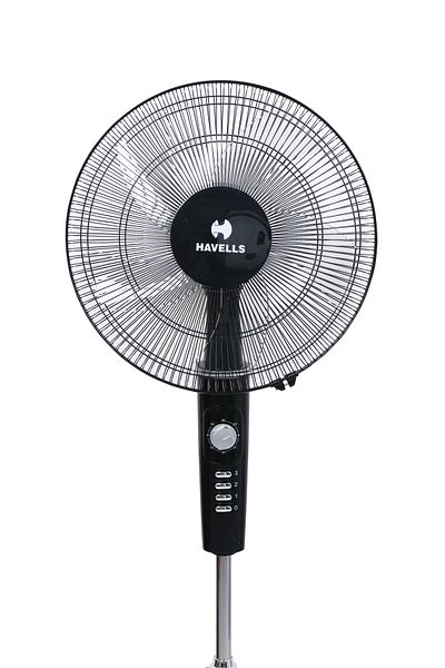 HAVELLS Rigo Pedestal Stand Fan Black 400Mm | 3 Speed Levels & Adjustable Height