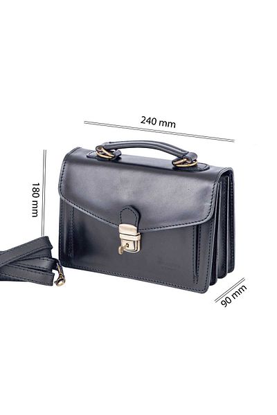 Toro Nero Geantă bărbătească din piele naturală neagră Key leather orizontală