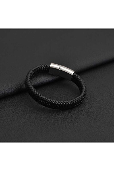 Toro Nero Men's bracelet made of black genuine leather Silva