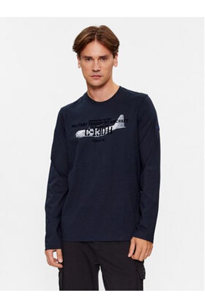 Aeronautica Militare Tricou bărbătesc cu mânecă lungă 232TS2132J609 bleumarin