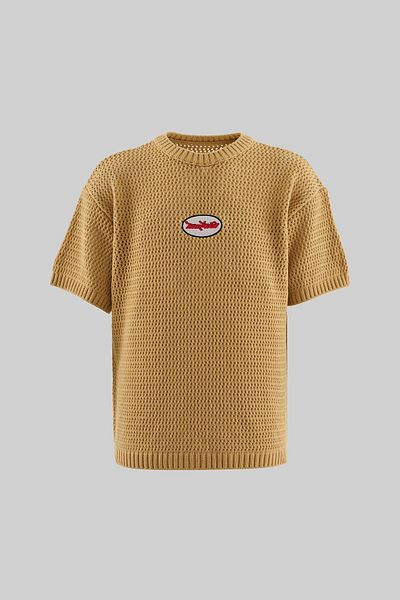 Machinist Mchnst Knit Y2K Embroidery Detailed Tee Soft Beige