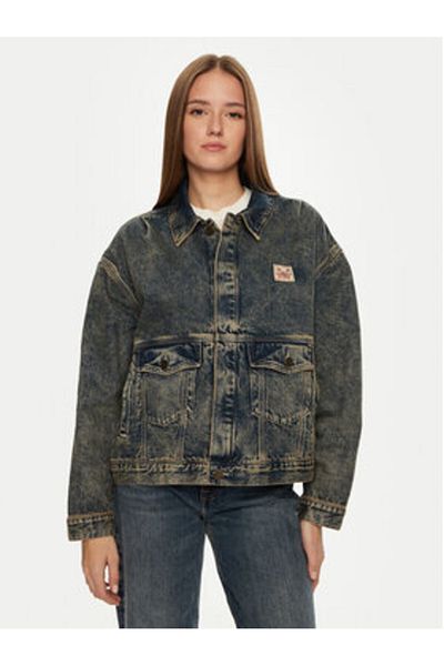 American Vintage Jachetă din denim pentru femei JOY16FH24 albastră