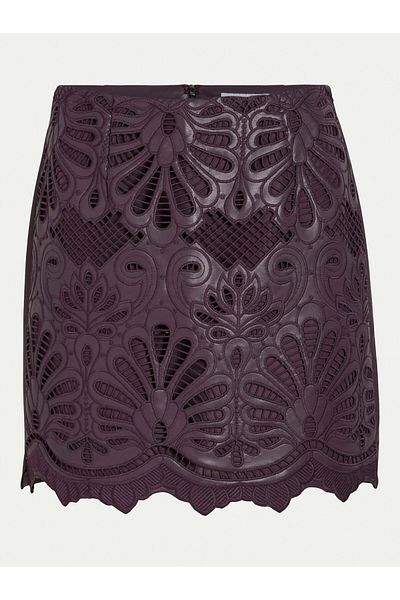 VILA Fustă din piele ecologică pentru femei 14102686 violet