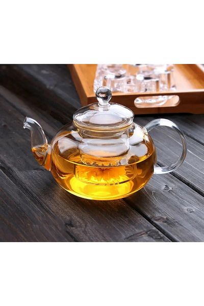 morponi Borosilicate Glass Lid Glass Strainer Teapot 1000 ml