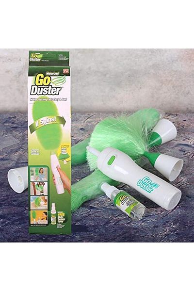 MACON Portable Creative Hand Held, Sward Dust Electric Feather Spin Home Duster, Green. Electronic Motoris
