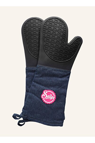 SALLYS WELT طقم 2 قفاز فرن، قاعدة سيليكون، مظهر جينز، 230 ° C مقاومة للحرارة