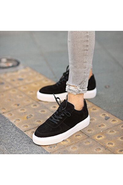 SailLakers - Μαύρα σουέτ δερμάτινα ανδρικά παπούτσια casual 101-7048-GOM228