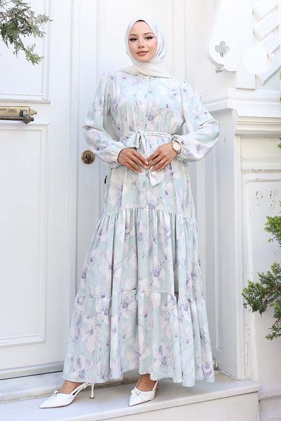 benguen Φόρεμα Hijab με σχέδιο Mint Green 550