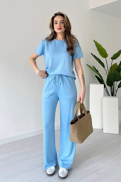 TrendyFashion Women's Baby Blue Modal Fabric Short Sleeve Tracksuit Set