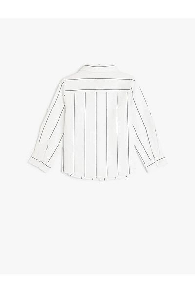 Koton Striped Ecru Baby Boy Shirt 5Smb60035Tw