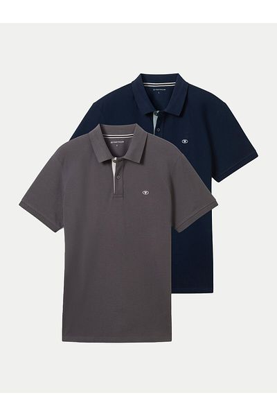 Tom Tailor Men's Set of 2 Polo Shirts 1044879 Black, Gray