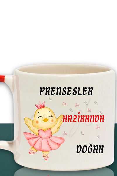 qoeuyl boutique Princesses Are Born This Month Printed Birthday Gift for Friend, Lover Red Handled Mug Cup