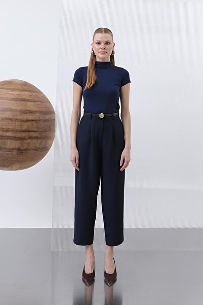 Puane Women's Short Sleeve High Neck Underwear - 40004Blz - Navy Blue