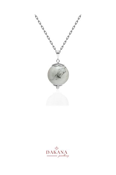 DAKANA JEWELLERY Certified Howlite Natural Stone Scorpio Silver Necklace
