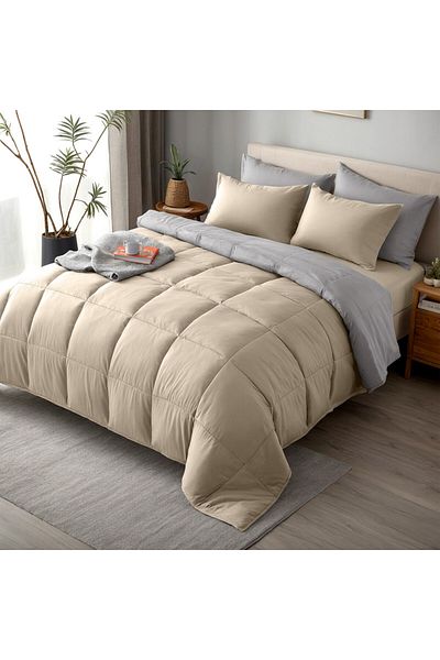 Hotel Linen Klub طقم لحاف فاخر من 6 قطع بديلة للريش - مقاس مزدوج 220 × 240 سم