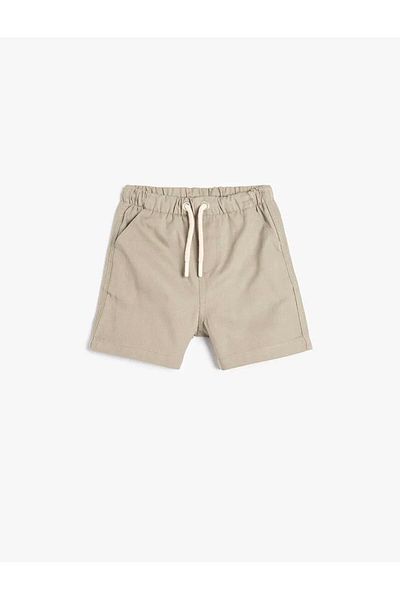 Koton Cotton Pocket Detailed Tie Waist Khaki Baby Boy Shorts 5Smb40029Tw