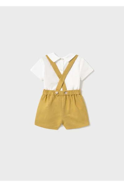 MAYORAL Baby Boy Shirt Overalls Suit Mustard 1213