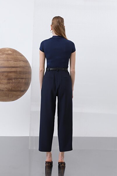 Puane Women's Short Sleeve High Neck Underwear - 40004Blz - Navy Blue