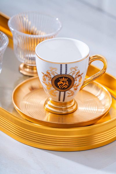 ACAR Osteria 2-Person Coffee Cup Set with Glass Tray - 90 ml