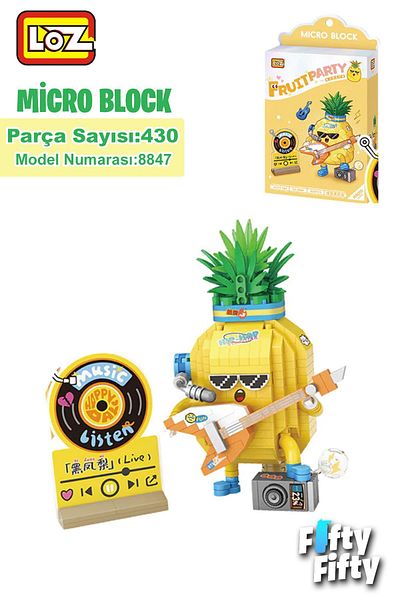 Vagonlife Loz Micro Block Series Guitarist Pineapple Figure 430 Pieces Toy Building Set Fflz-8847