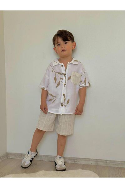 tunays shopping Boy's Shorts Shirt Linen Suit