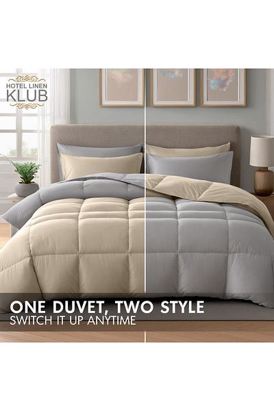 Hotel Linen Klub طقم لحاف فاخر من 6 قطع بديلة للريش - مقاس مزدوج 220 × 240 سم