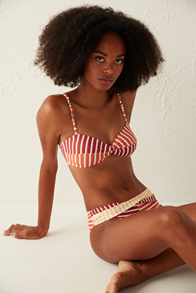 Penti Πολύχρωμο ριγέ V-Cut Havana Twist Bikini Bottom