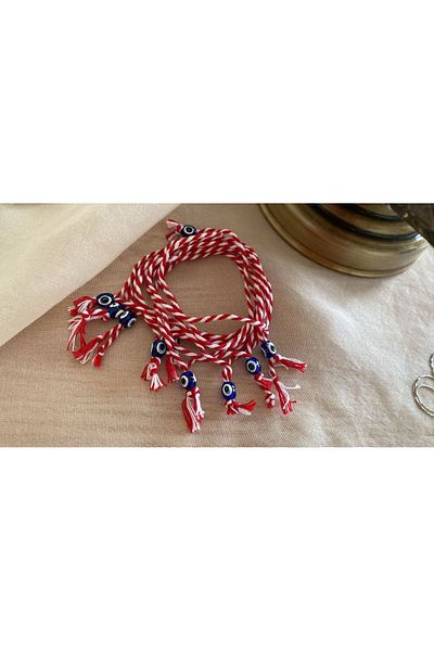 BAE ATOLYE 10Pcs Red and White Evil Eye Beads Martenicca Luck Bracelet