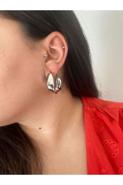 stainless steell Thick Half Twisted Hoop Steel Earrings
