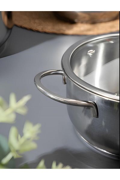 Protef 6 Piece Steel Glass Lid Pot Set - 14-16-18